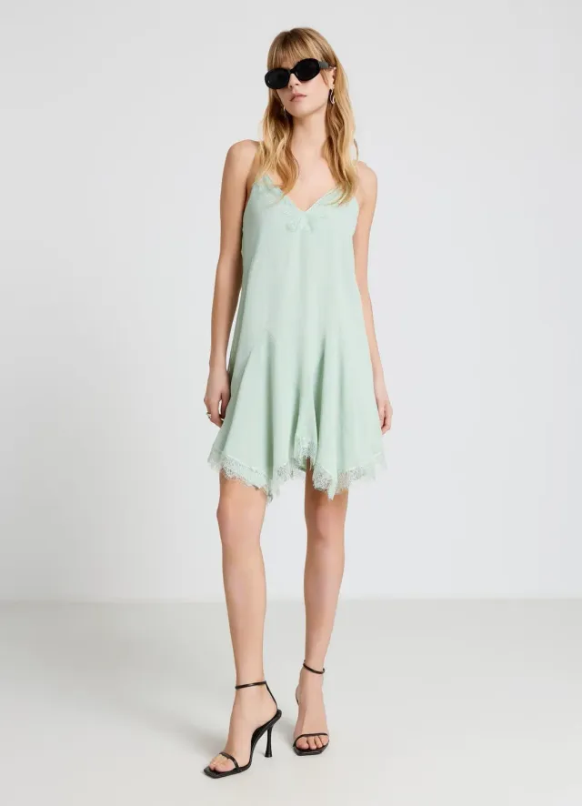 Calliope robe courte femme col V dentelle bretelles
