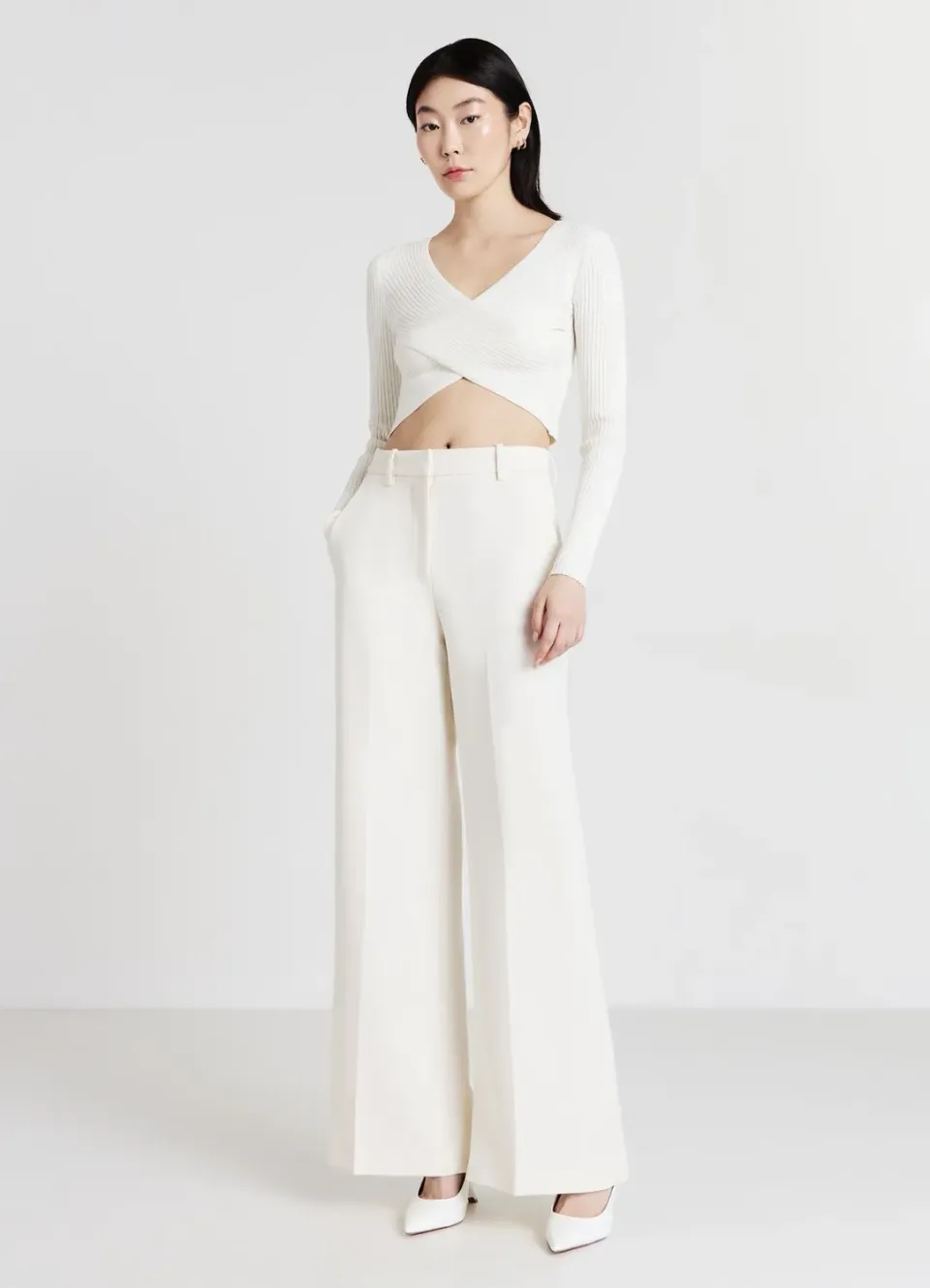 Calliope Maglia Incrociata top côtes femme S col V