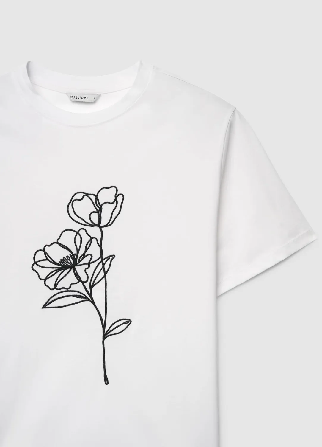 Calliope t-shirt femme broderie fleurs col rond