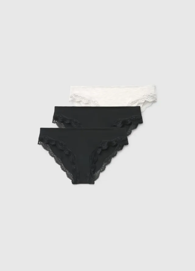 Calliope Slip bord dentelle femme lot de 3 uni