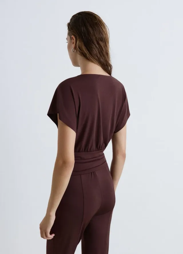 Calliope Arricciatura t-shirt femme fleur froncé