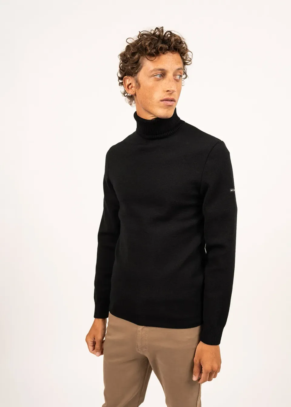 Saint James Bretagne roulé pull noir laine col roulé