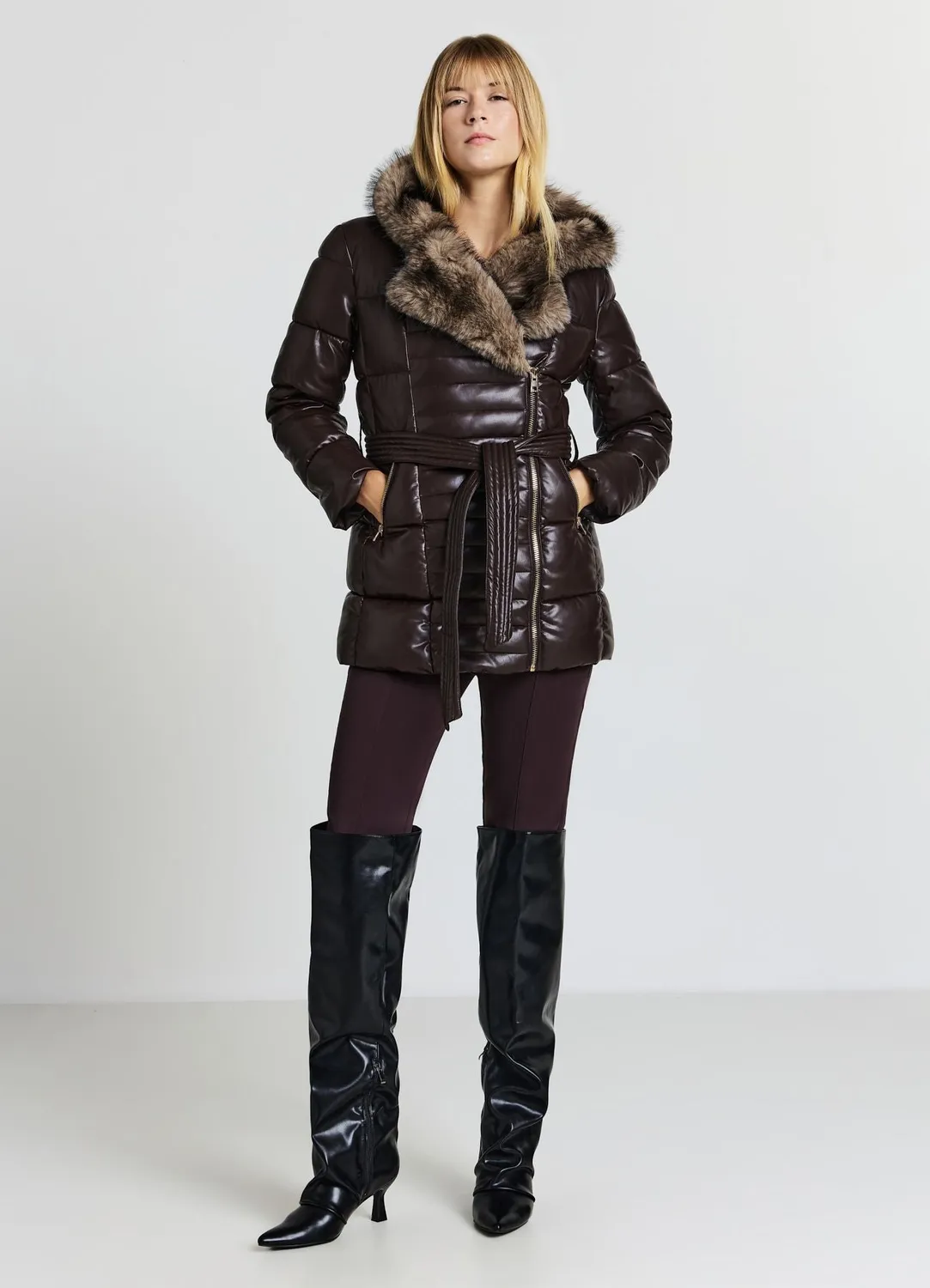 Calliope Doudoune Femme Capuche Fourrure Zip