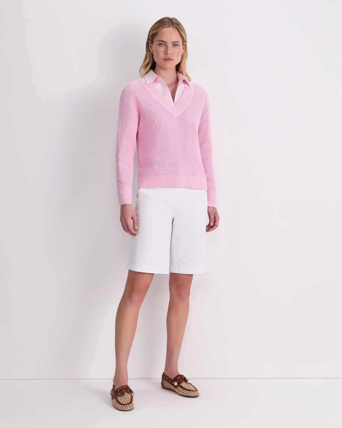 Sportscraft Cotton Crochet V-Neck pull coton col V sans manches