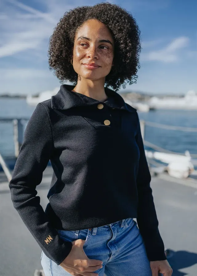 Saint James Balise pull col camionneur navy