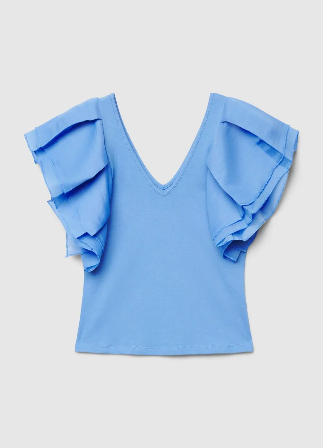 Calliope t-shirt femme col V volants organza