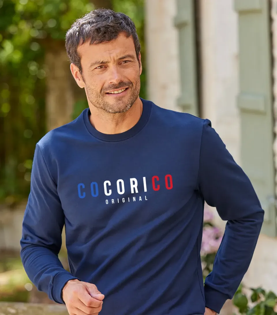 Cocorico Signature Sweat Homme Marine Coton