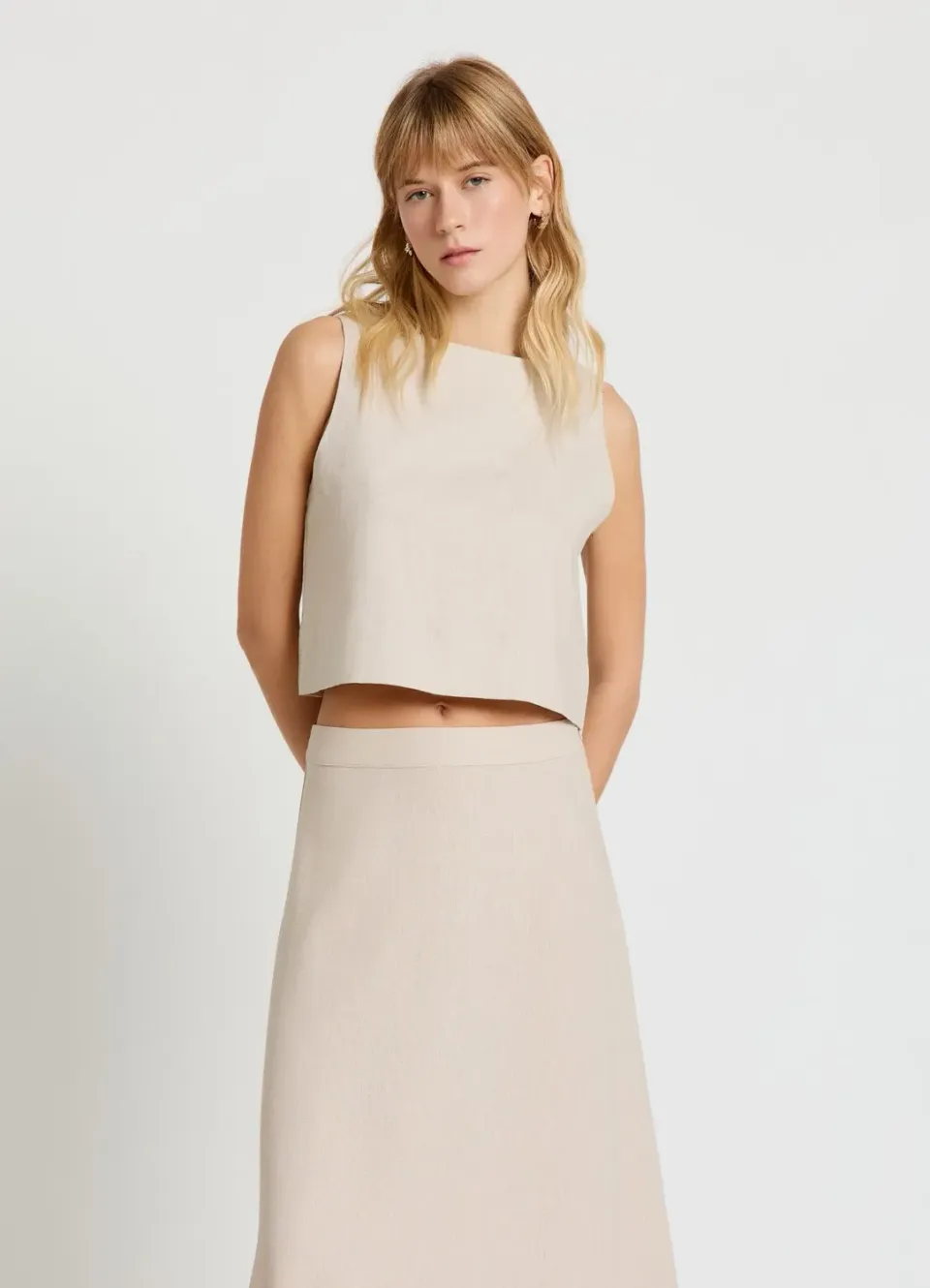 Calliope top court boutons dos femme sans manches