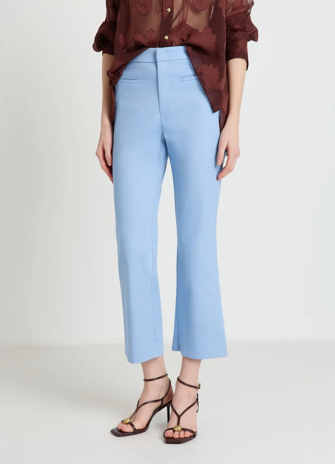 Calliope pantalon flare cropped femme uni coton