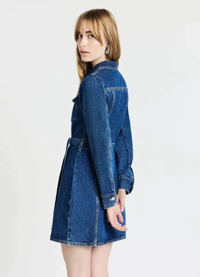 Calliope Atelier robe chemise en denim taille S à ceinture