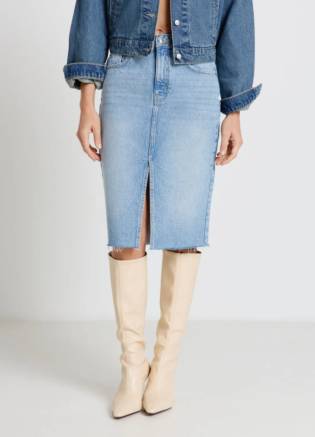Calliope Jupe longuette denim femme fente unie
