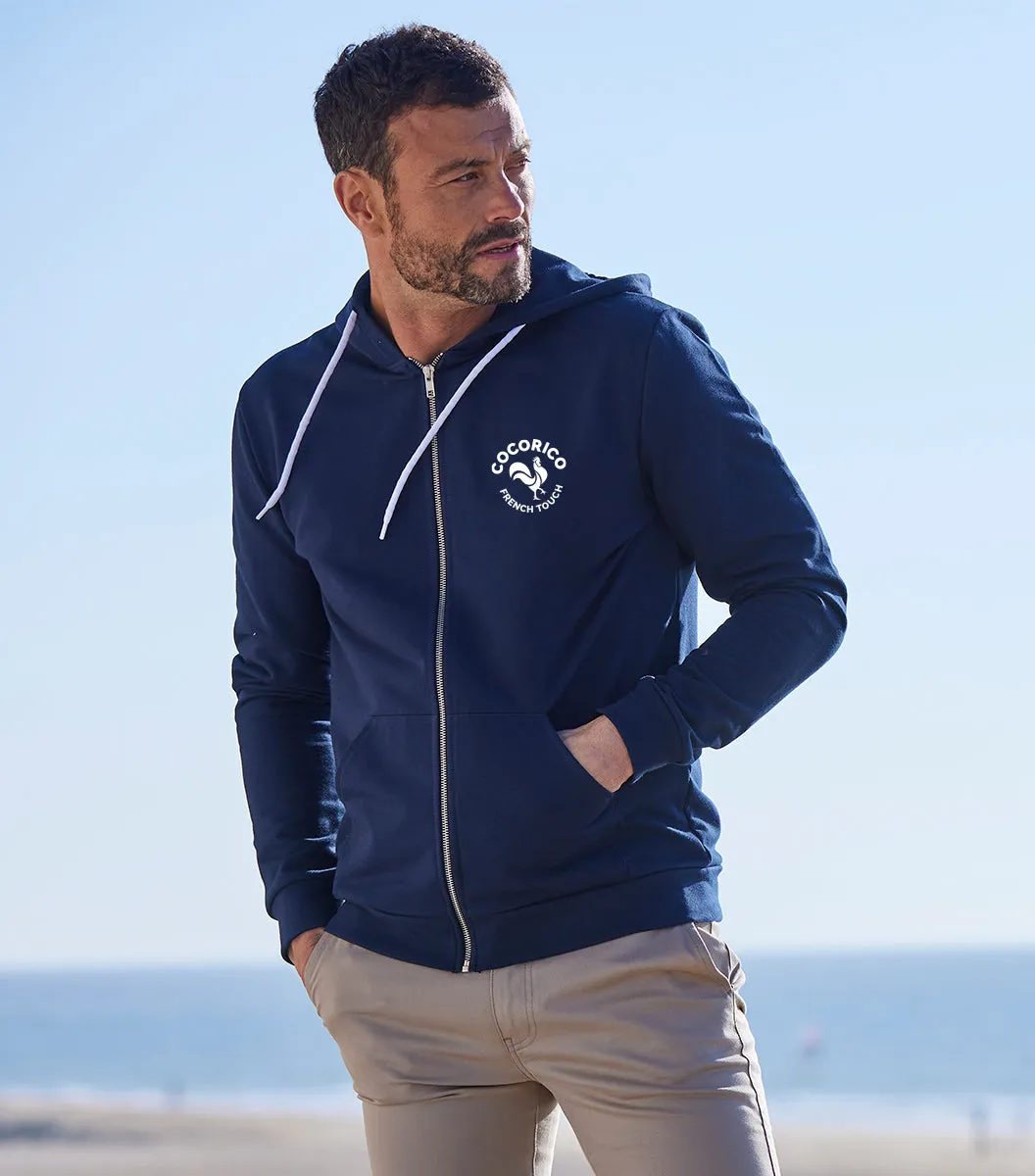 Cocorico Coq Français sweat zippé homme marine capuche