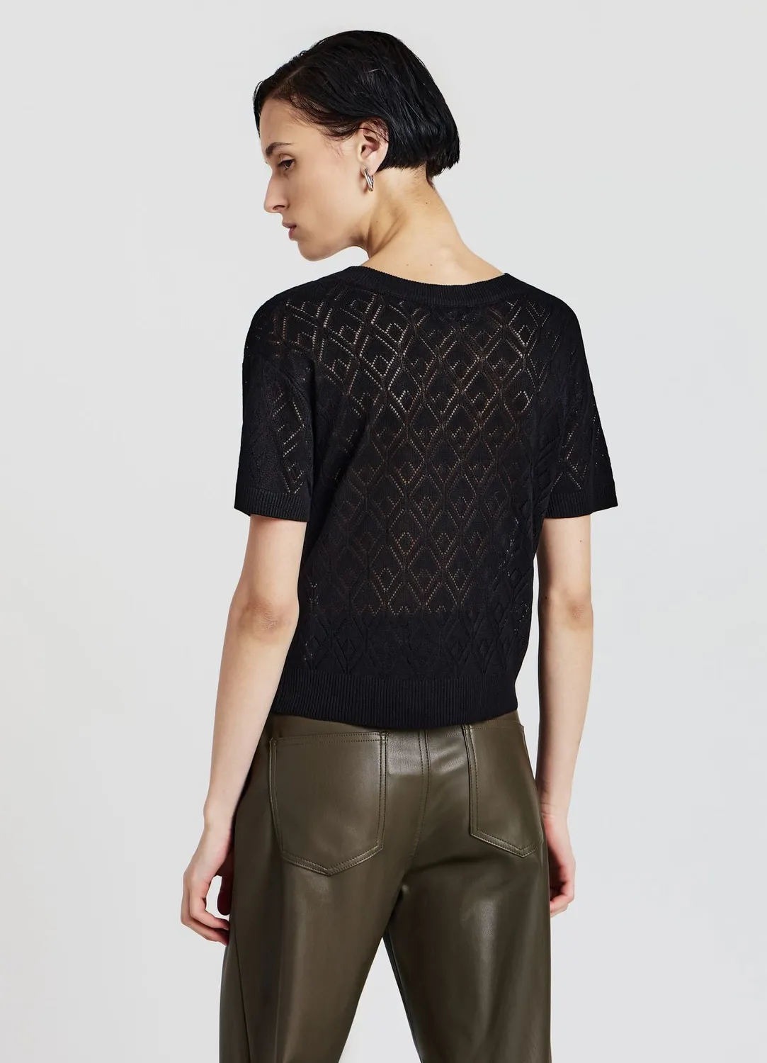 Calliope t-shirt femme ajouré uni col rond