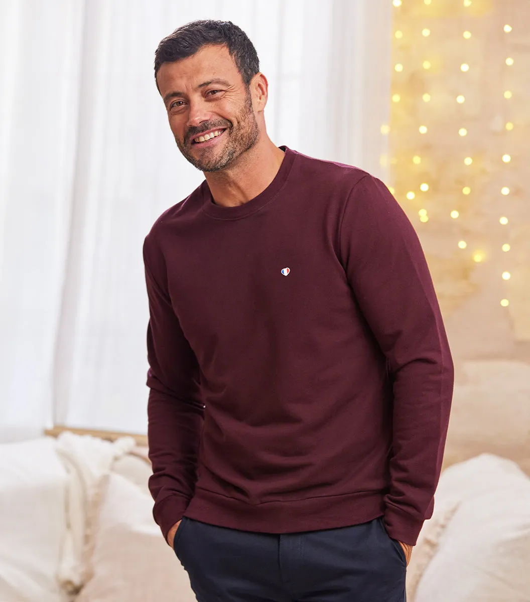Cocorico Iconique sweat homme bordeaux coton