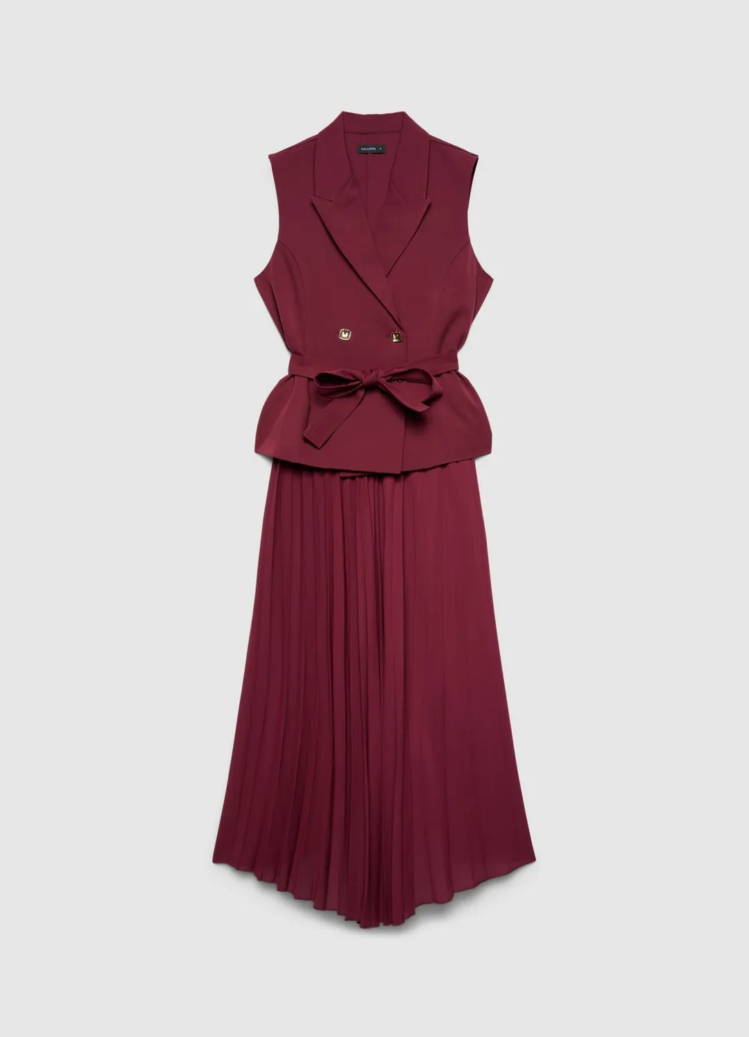 Calliope robe gilet plissée femme ceinture