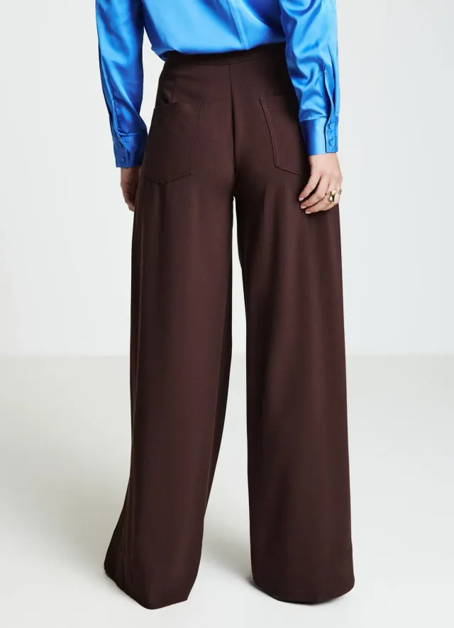 Calliope pantalon palazzo à pinces large fluide femme
