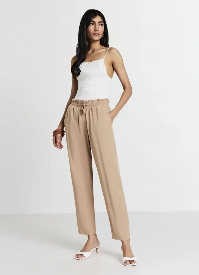 Calliope pantalon long femme uni à cordon