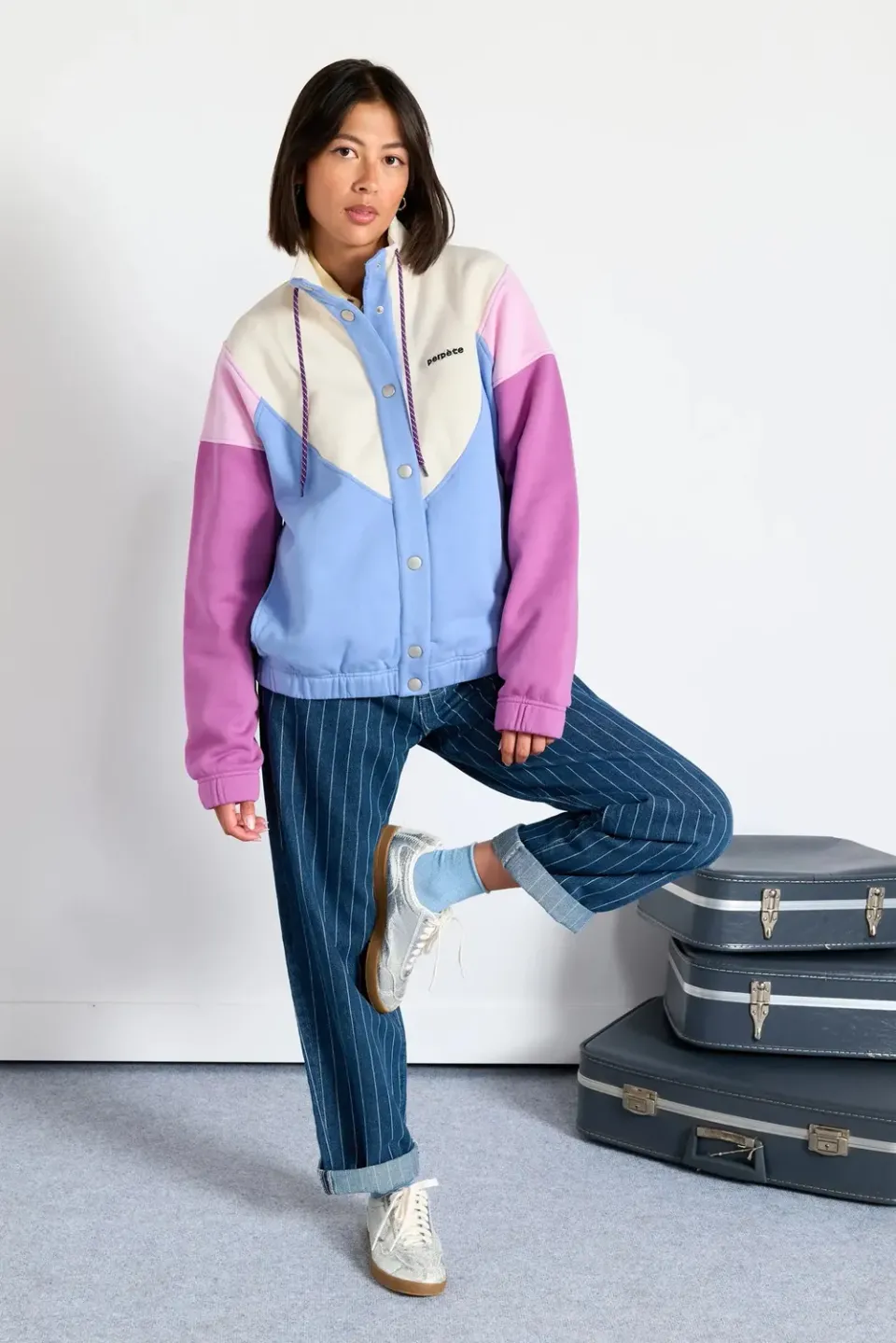 Perpète Laura veste bleue molleton bio
