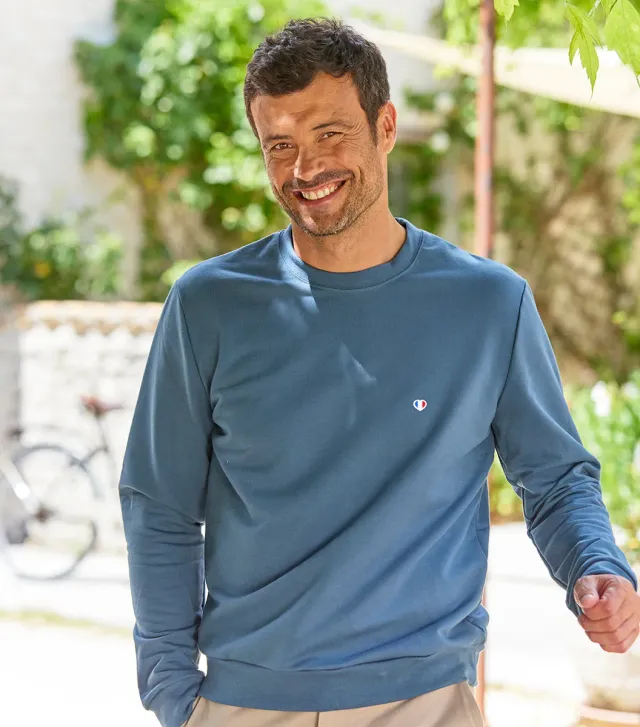 Cocorico Iconique Azur sweat homme coton