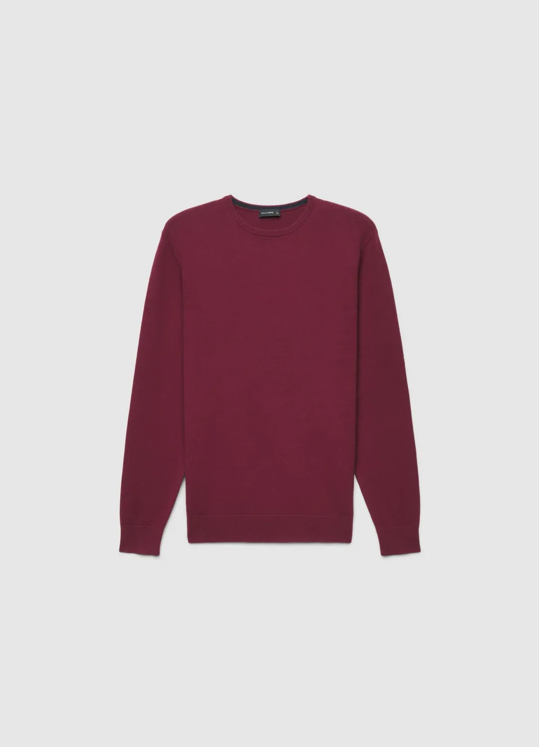 Calliope pull col rond homme uni manches longues côtelé