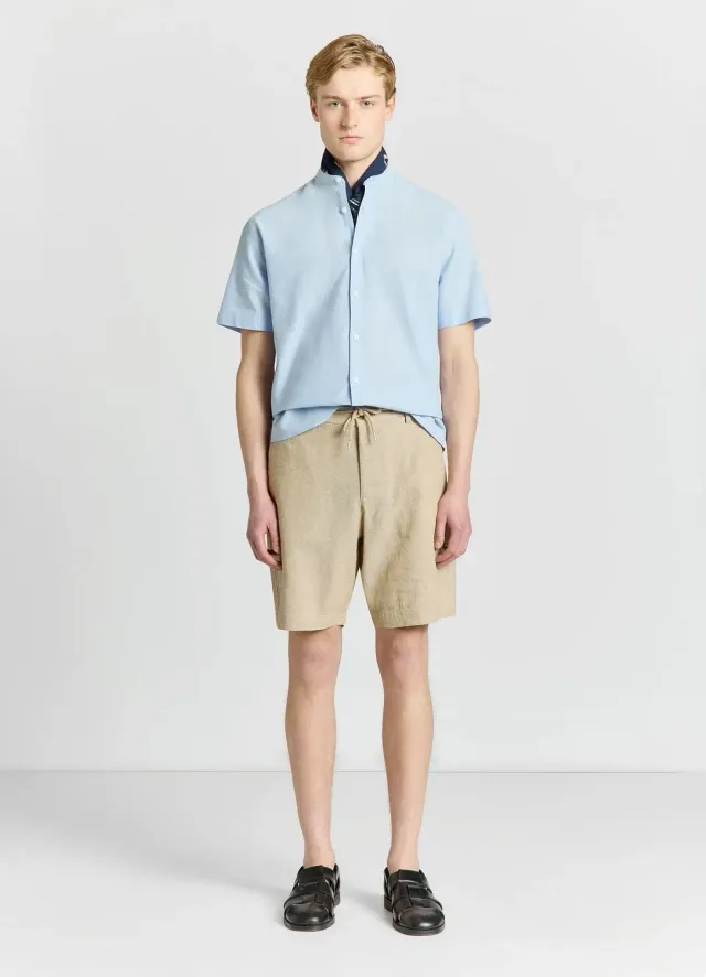 Calliope chemise lin col coréen homme manches courtes
