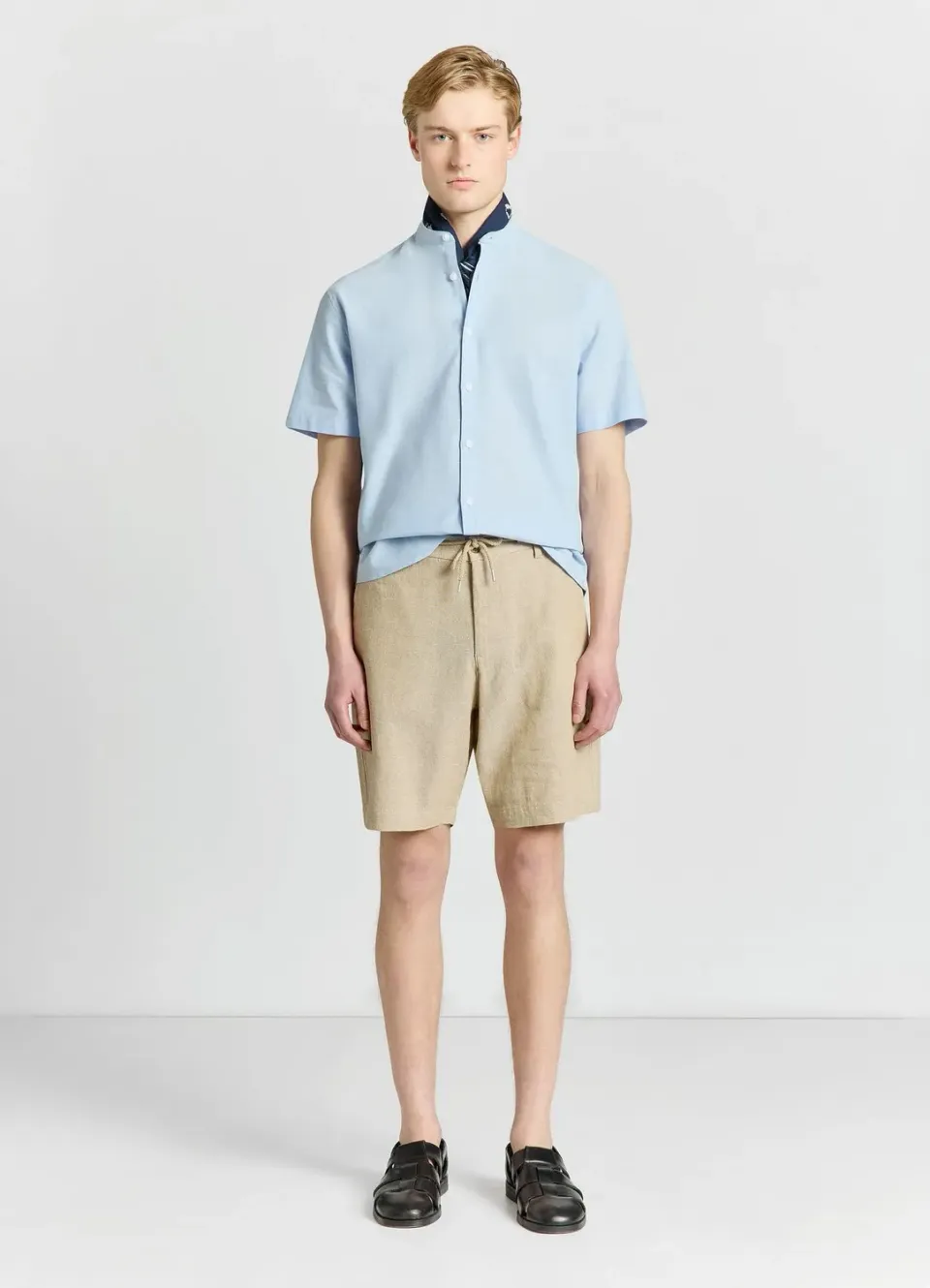 Calliope chemise lin col coréen homme manches courtes