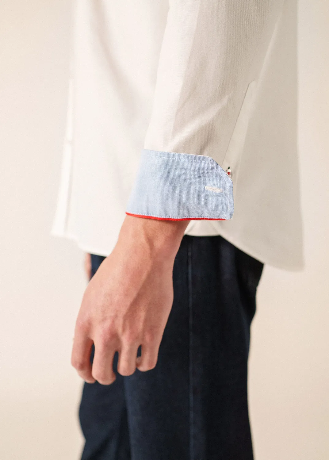 Saint James Oran chemise blanche dobby coton bio