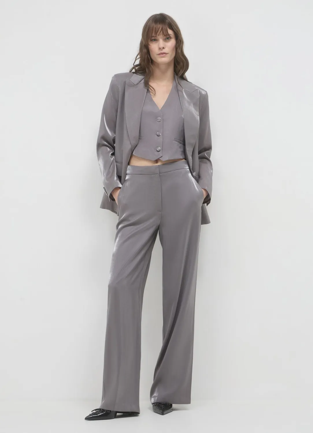 Calliope pantalon palazzo femme tissu changeant