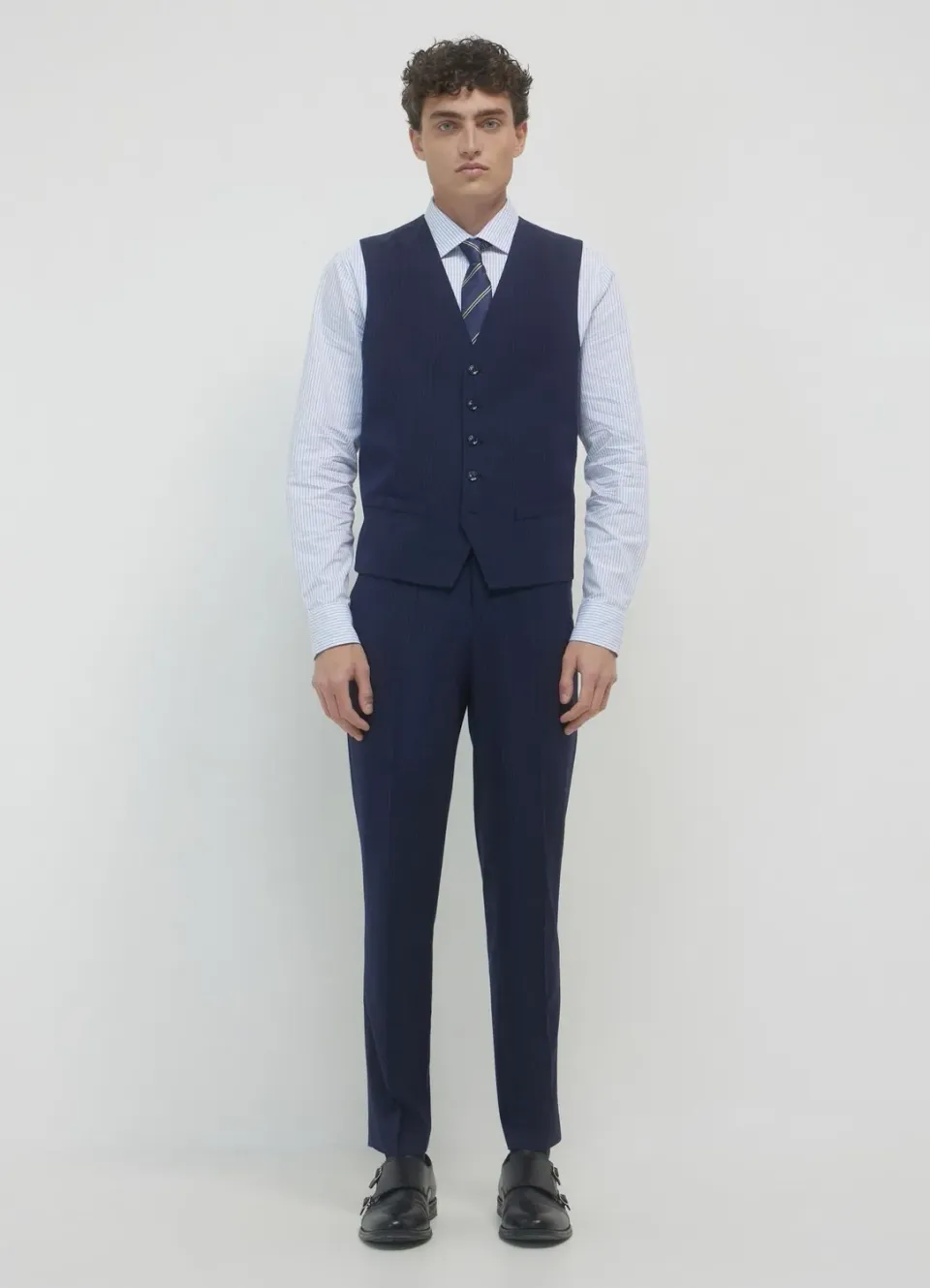 Calliope gilet rayé homme à boutons
