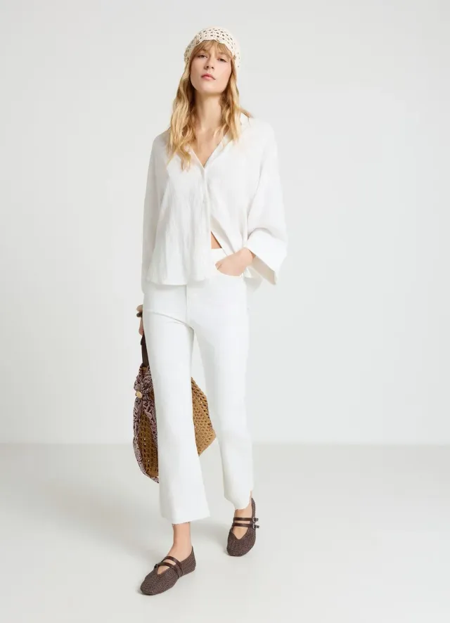 Calliope jean femme crop flare 5 poches uni