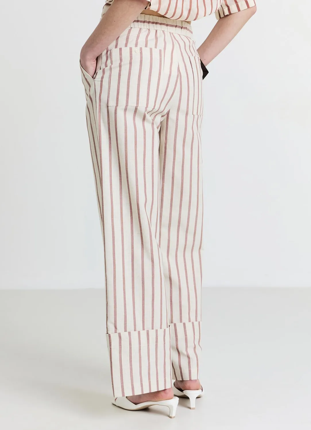 Calliope pantalon straight rayé coton regular femme