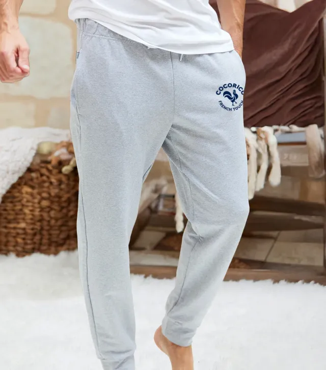 Cocorico Coq Français jogging homme gris chiné coton