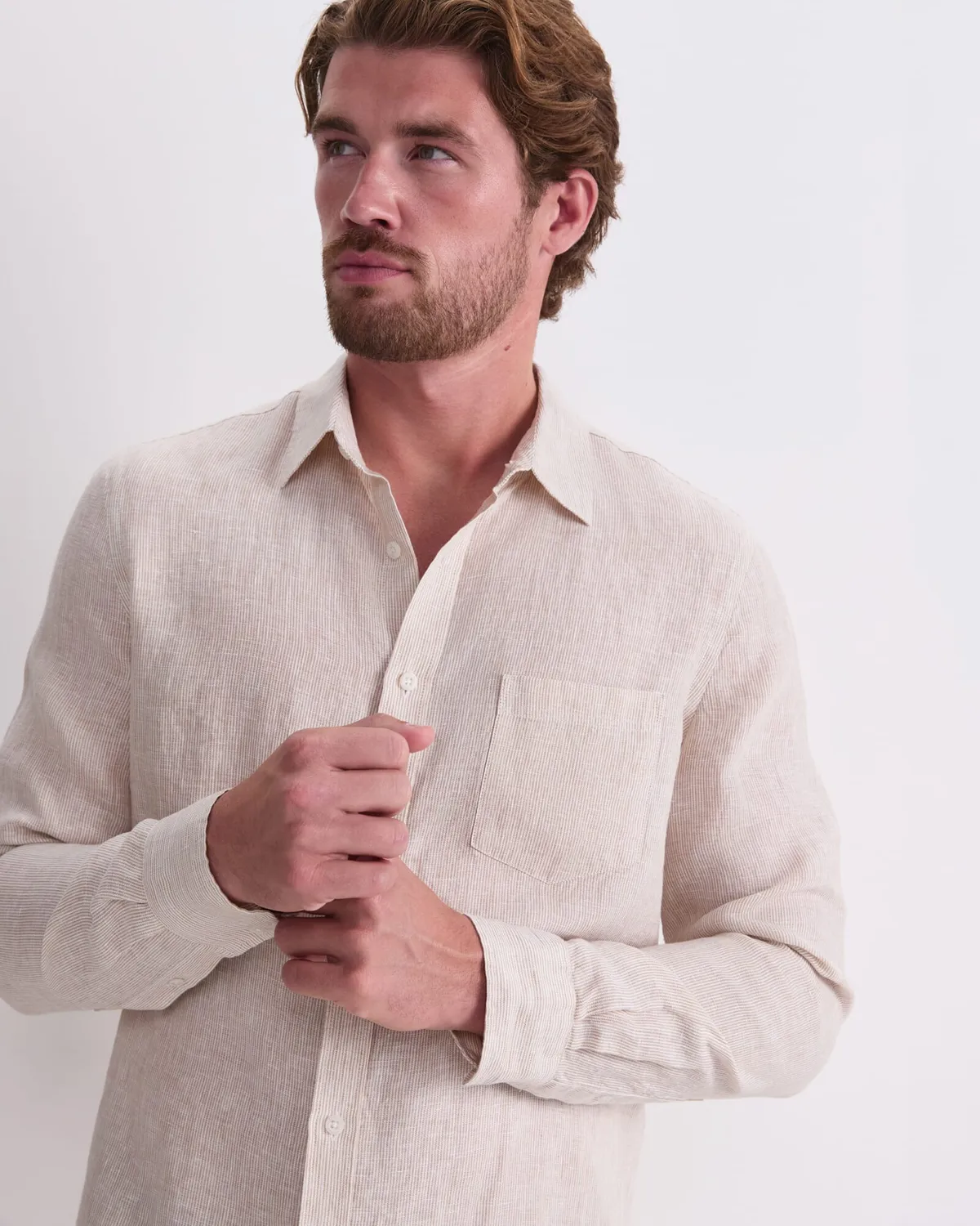Sportscraft Vinnie chemise lin homme rayure fine
