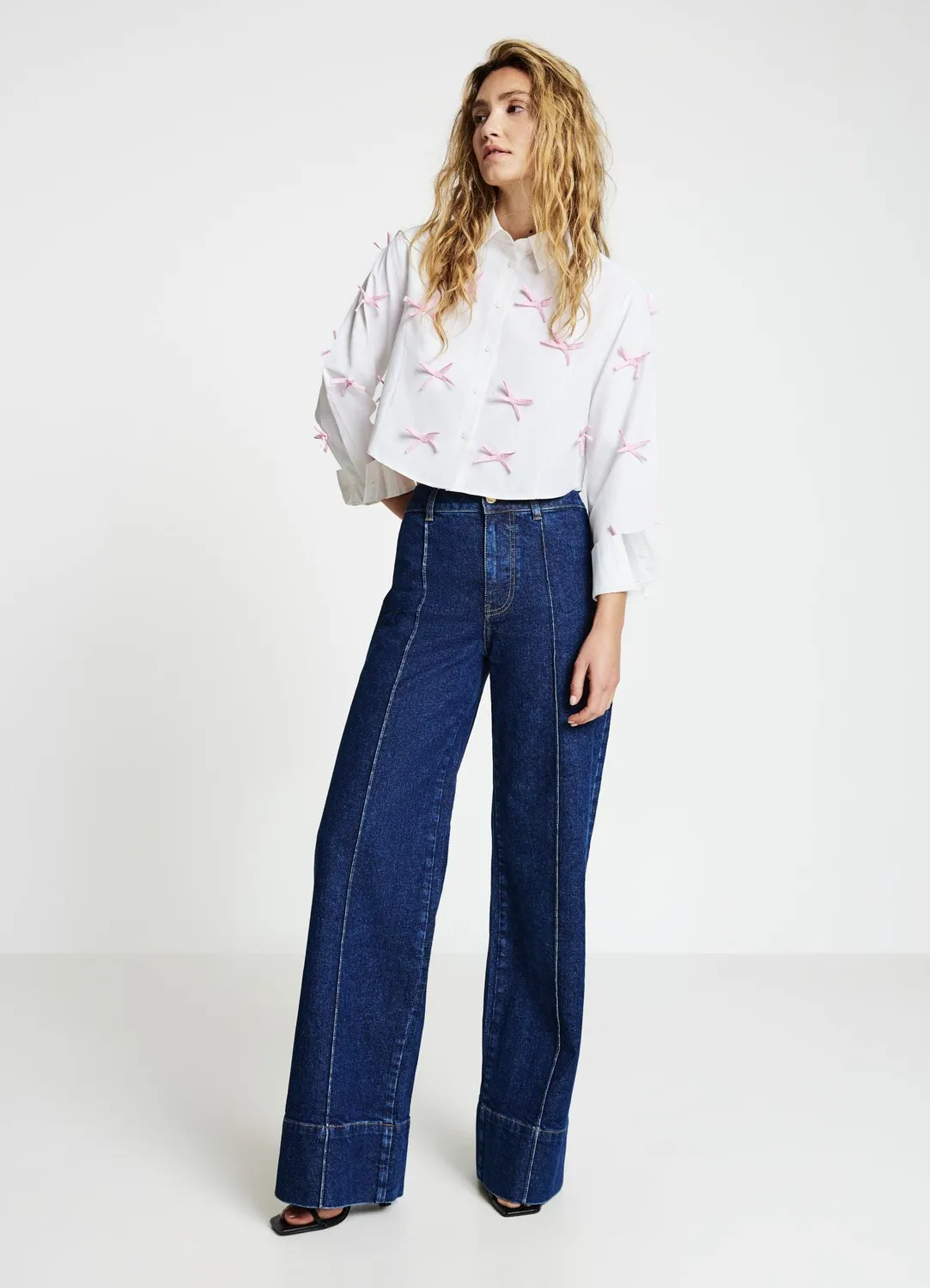 Calliope chemise crop à nœuds femme manches longues