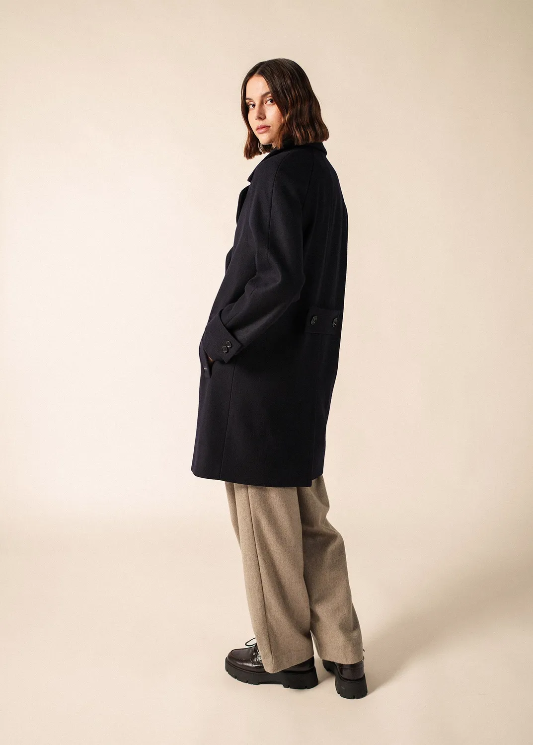 Saint James Ste Laura manteau navy drap laine