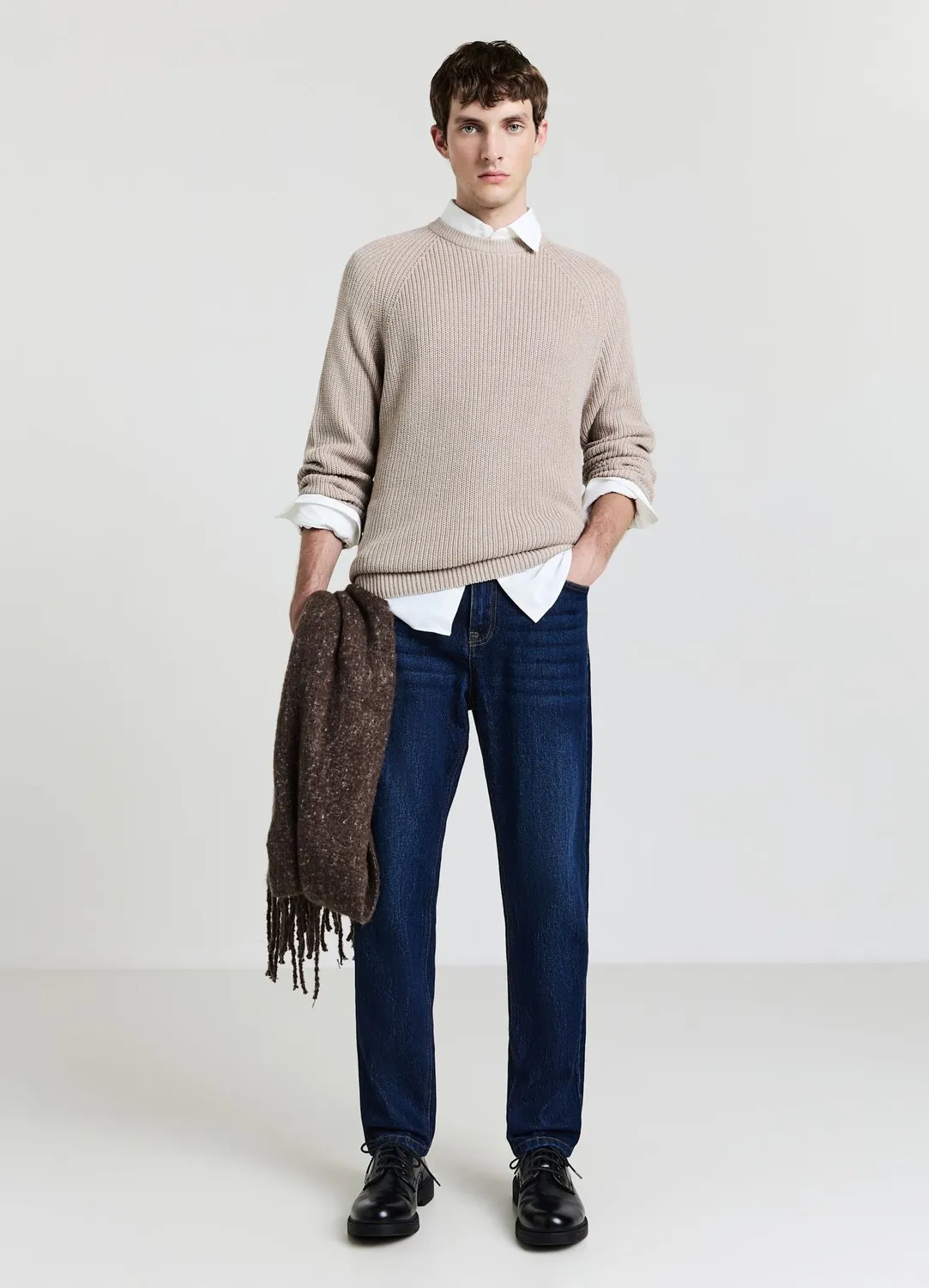 Calliope pull à côtes manches raglan homme col rond