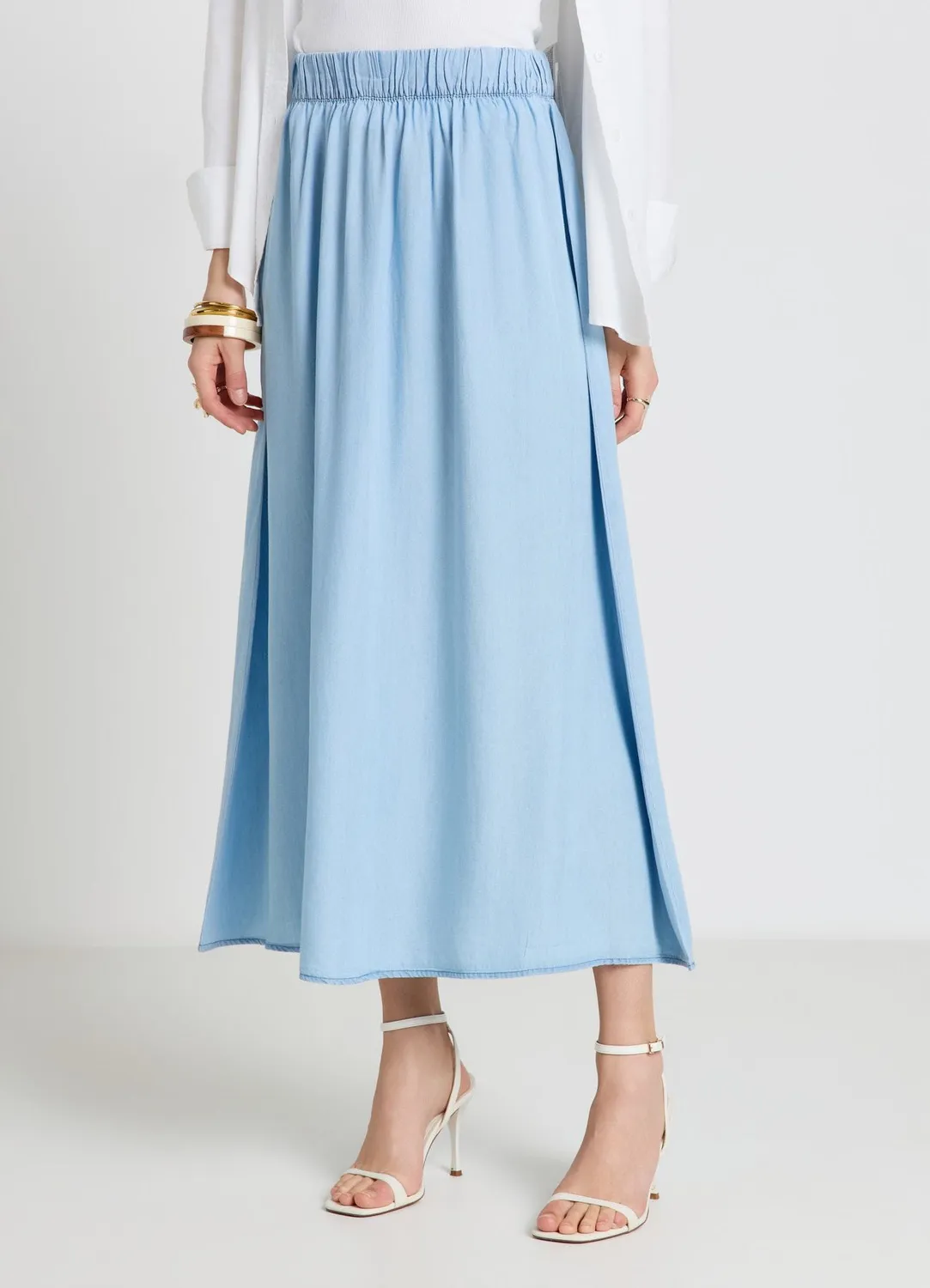 Calliope jupe longue femme taille élastique unie