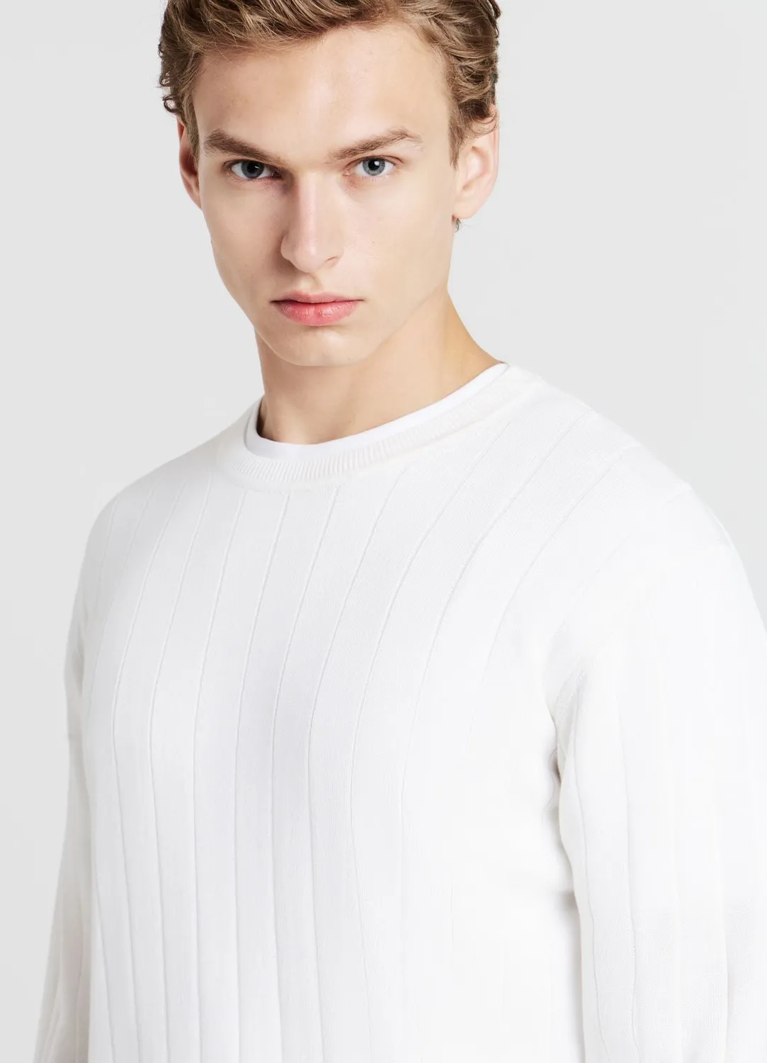 Calliope pull côtes homme col rond manches longues