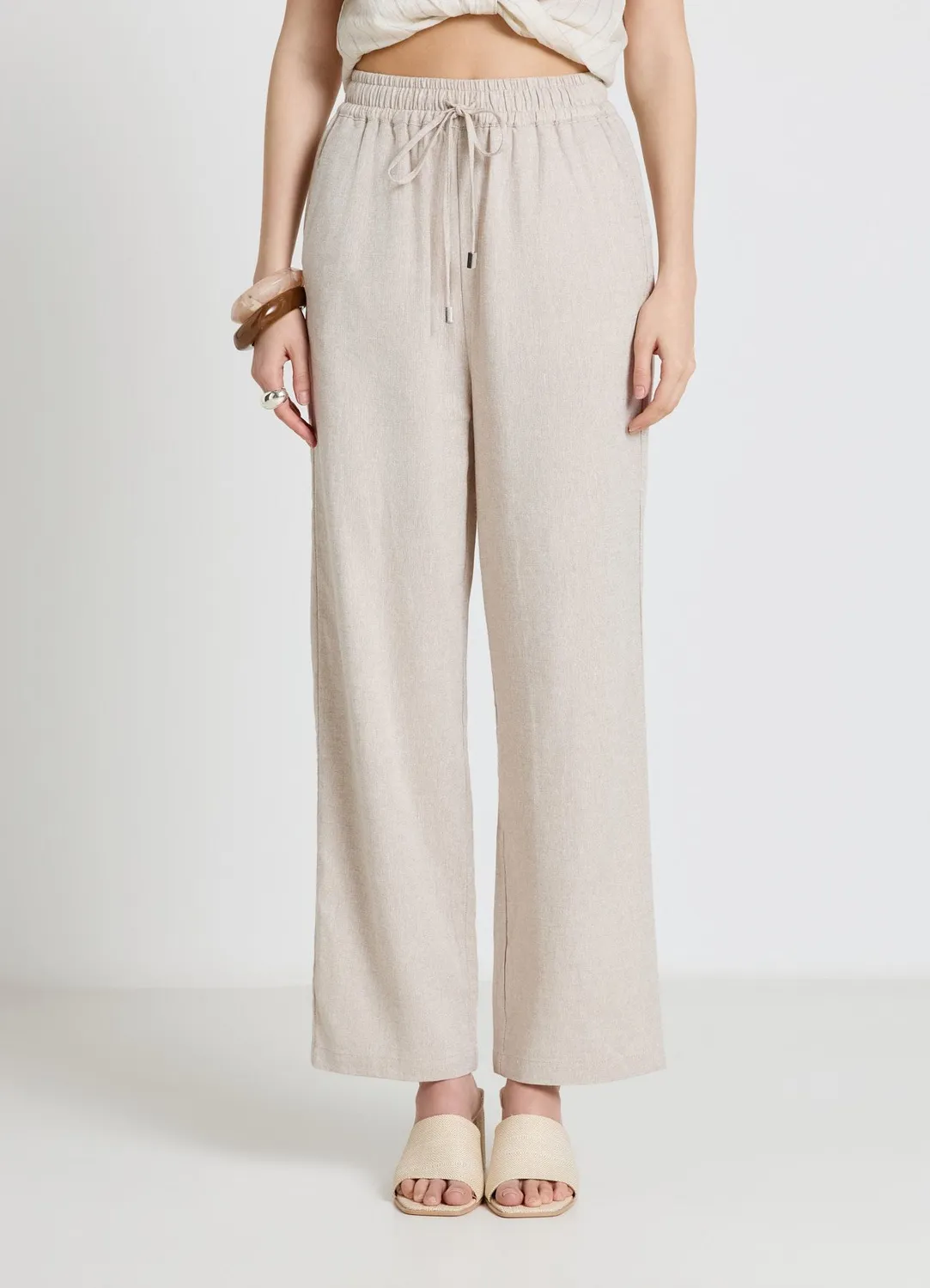 Calliope pantalon jogger lin femme taille haute