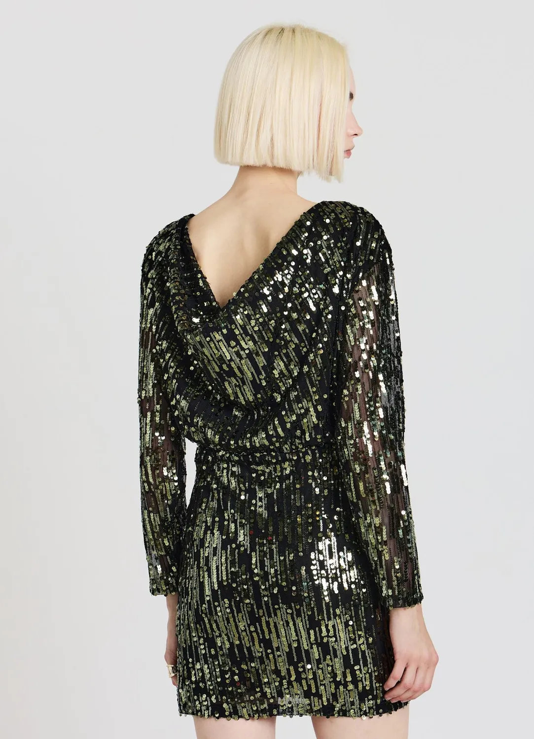 Calliope Atelier dos drapé robe courte paillettes soirée