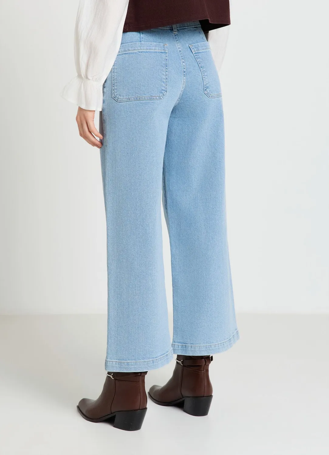 Calliope Jean culotte femme large cropped taille moyenne denim