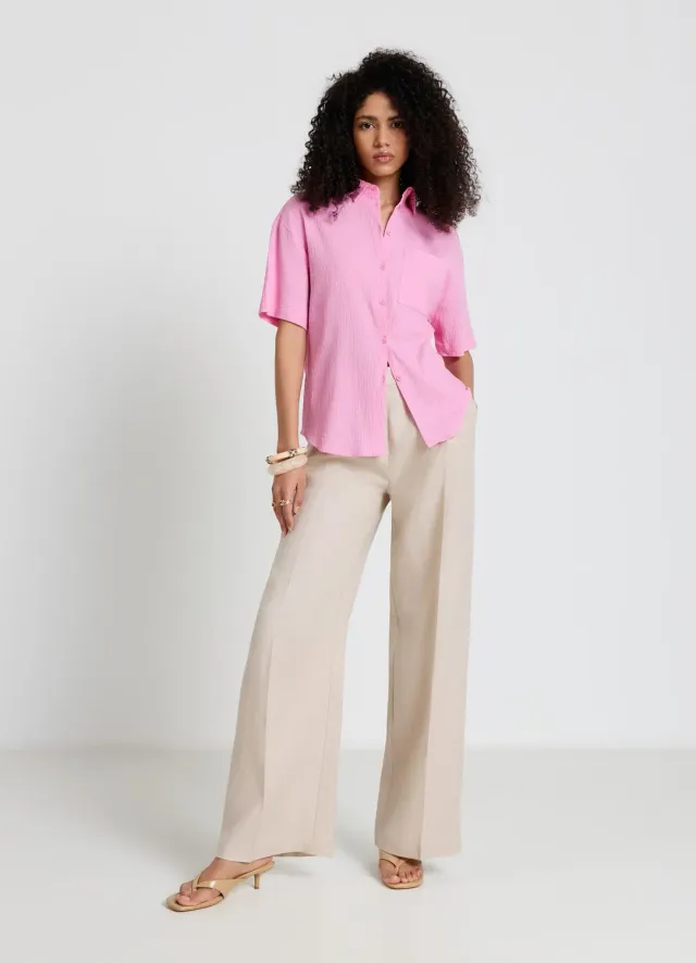 Calliope pantalon palazzo lin taille haute femme S