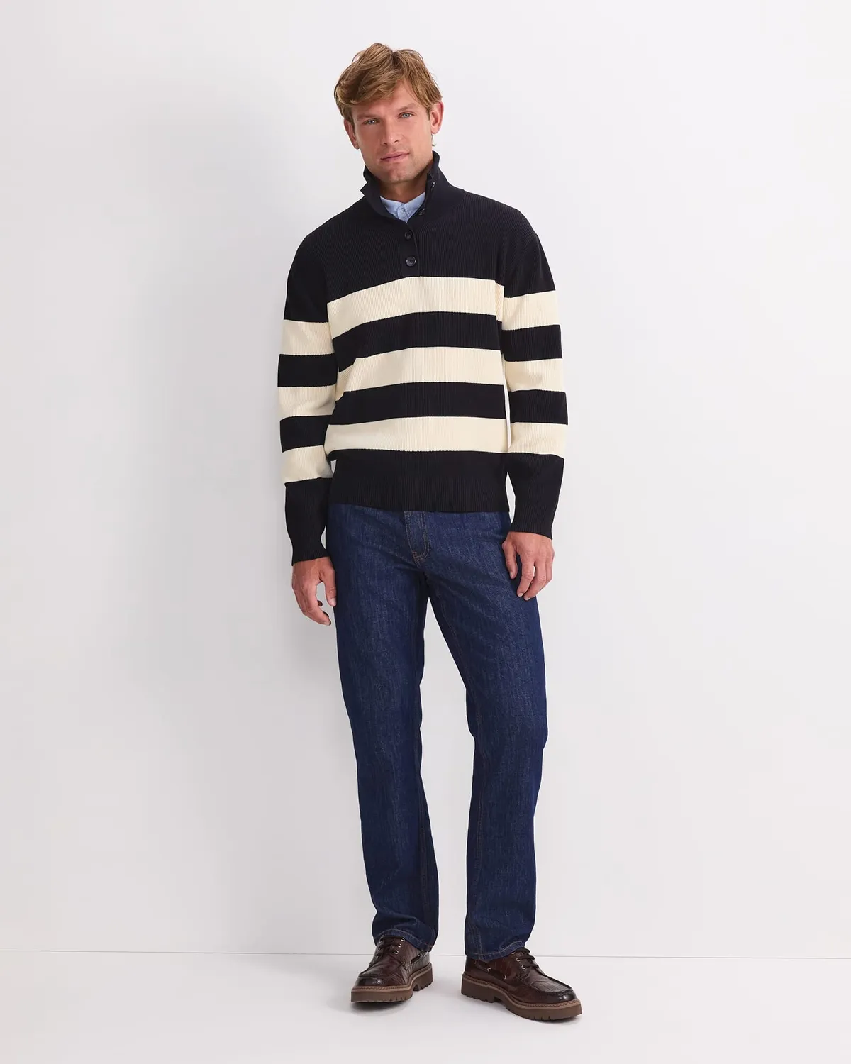 Sportscraft Nautical Stripe pull rayures col boutonnes