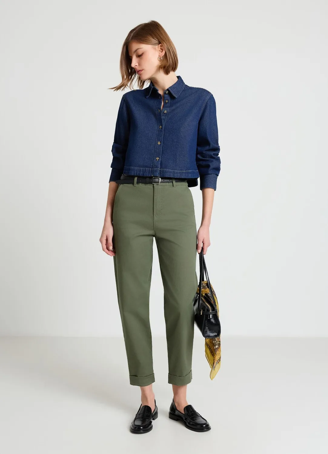 Calliope chemise crop femme en denim à boutons taille S