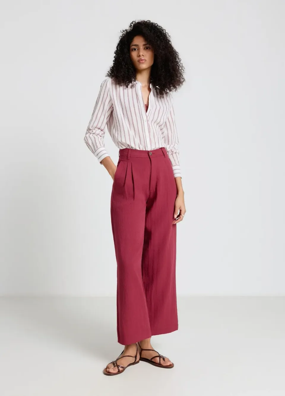 Calliope pantalon palazzo femme S doubles pinces