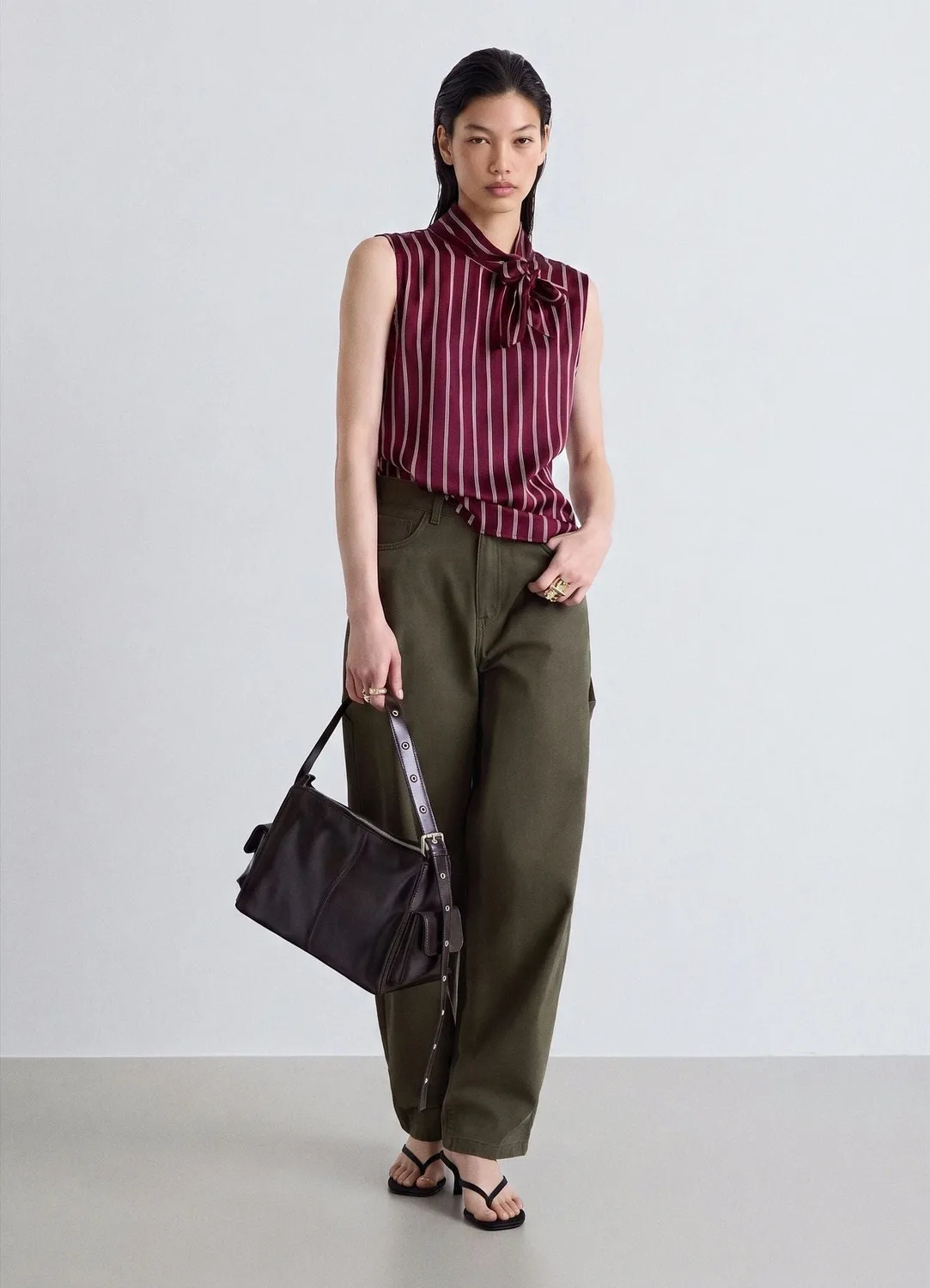 Calliope top rayé femme lavallière sans manches