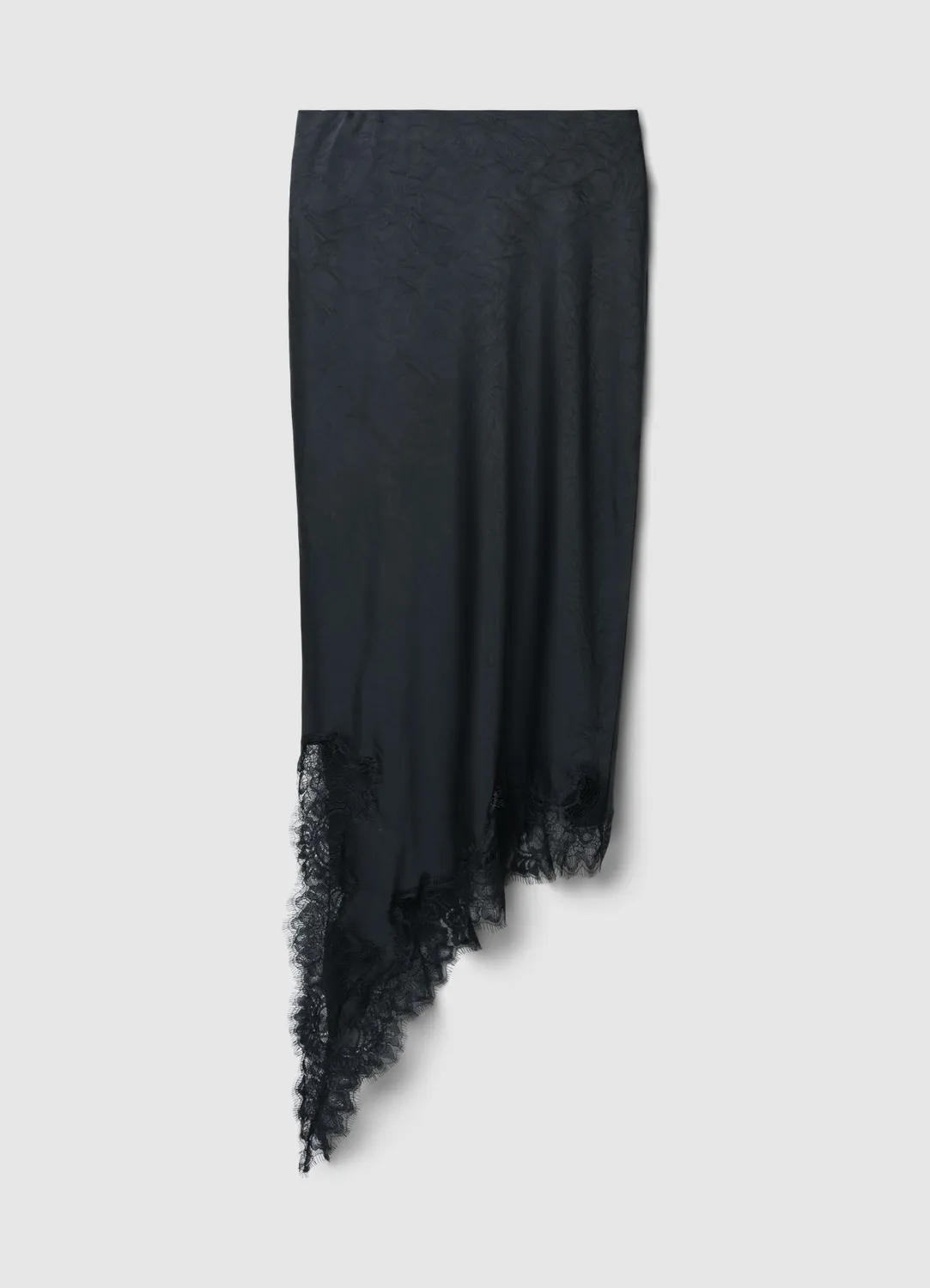 Calliope jupe midi asymétrique satin dentelle
