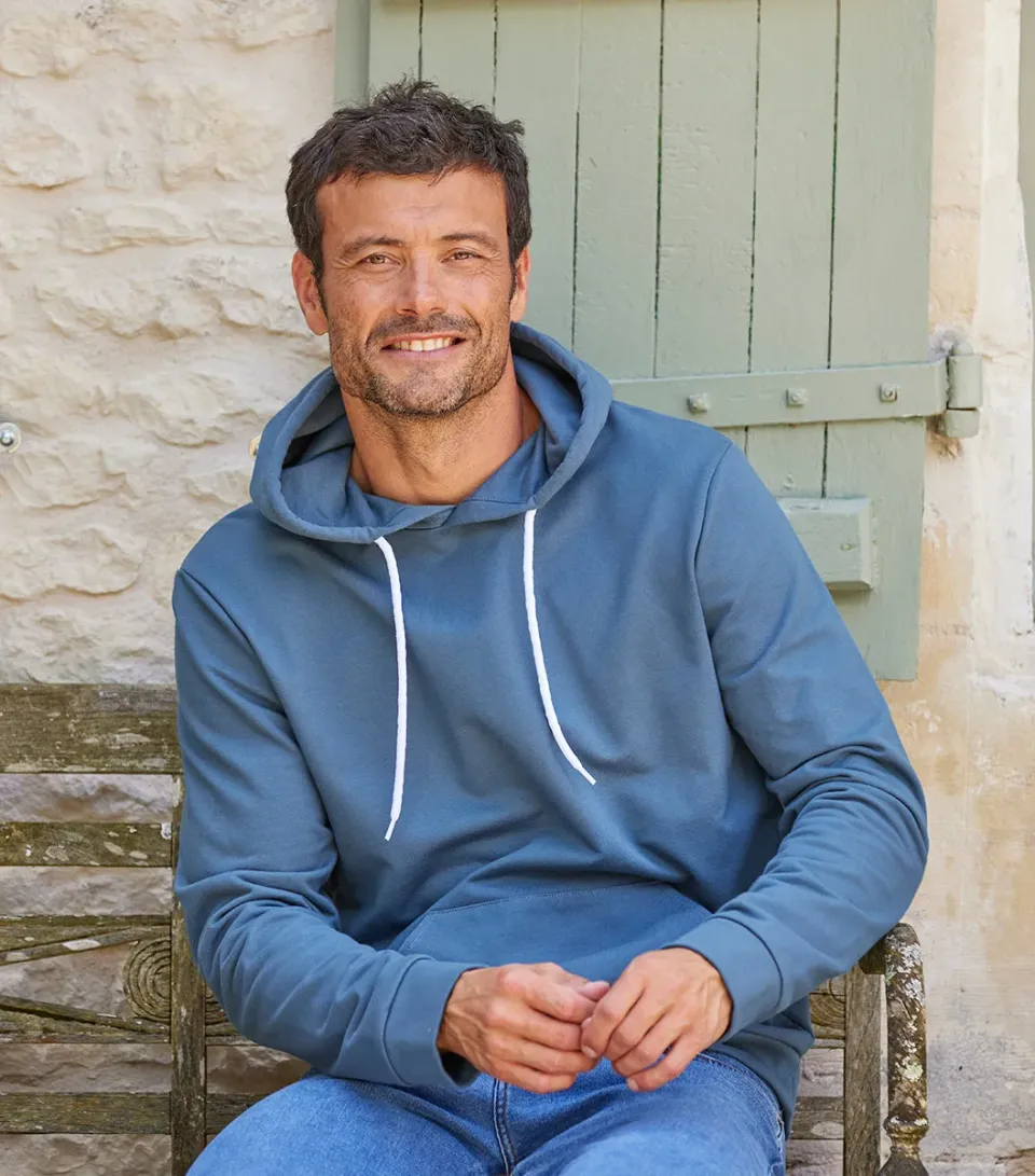 Cocorico Intemporel sweat à capuche homme azur coton