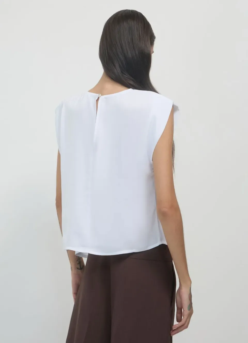 Calliope débardeur femme col rond plissé