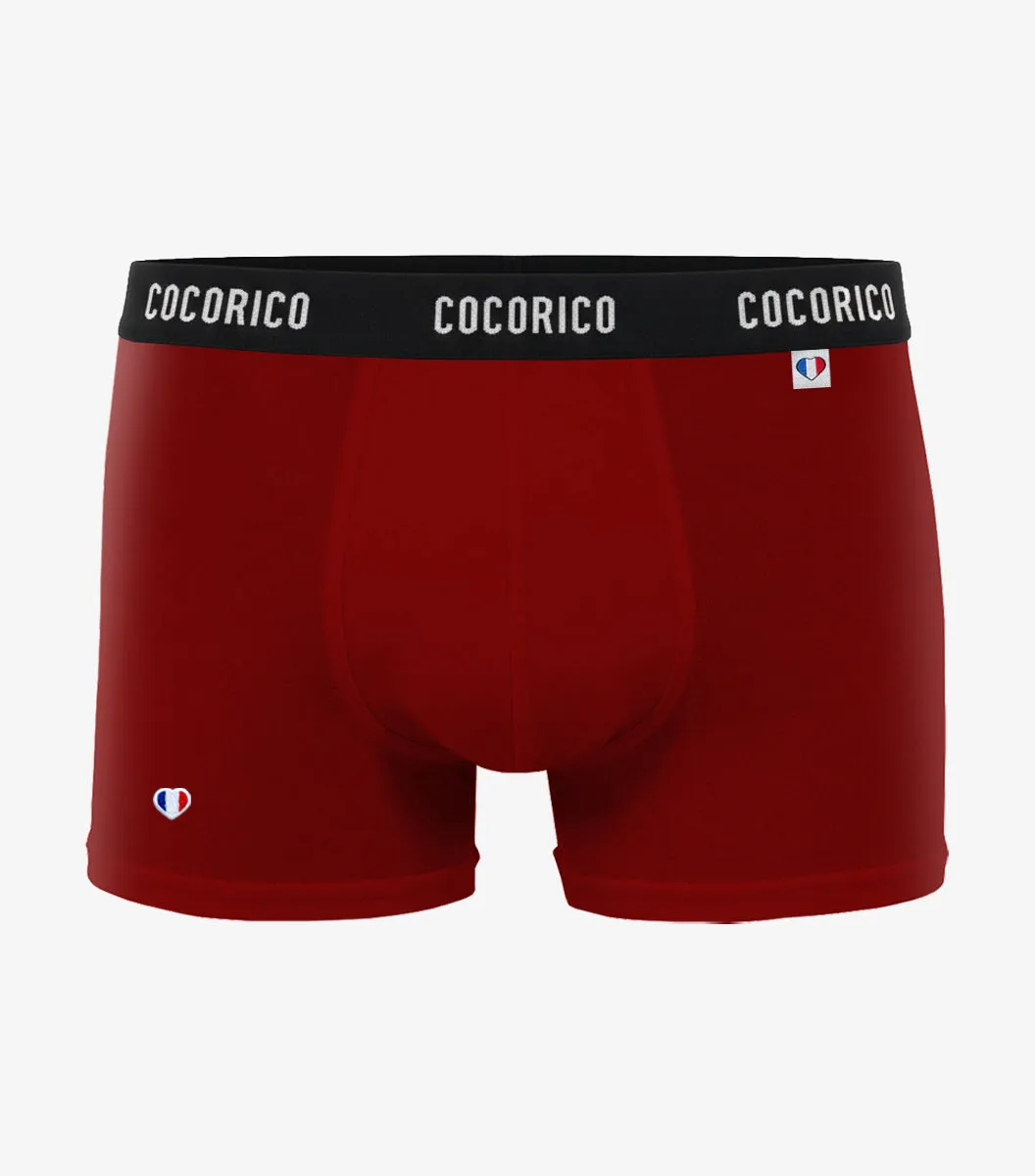 Cocorico Iconique Signature boxer homme rouge coton